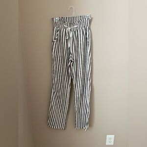 Love Tree Womens Multicolor Linen Tie Waist Striped Wide Leg Pants Size S
